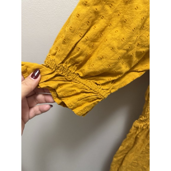 Universal Thread Eyelet Ruffle Midi Dress Mustard Yellow Size XL Cottagecore - Picture 7 of 12